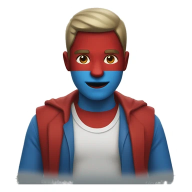 half blue half red round sticker