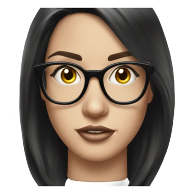 Caucasian Hyper realistic long dark hair and tattoos  with glassesbig lips sticker