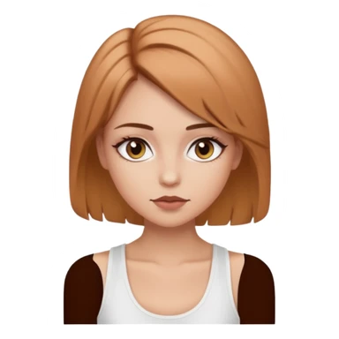 a girl with makeup on and hazelnut colered hair and eyes with a tank top scin color white sticker