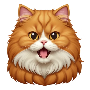 cinematic-adorable-big-eyed-fluffy-solid ginger-persian-cat-portrait-emoji,-head-tilted-playfully-with-a-cute,-exaggerated-yawn,-fluffy-solid ginger,-simplified-yet-irresistibly-cute-features sticker