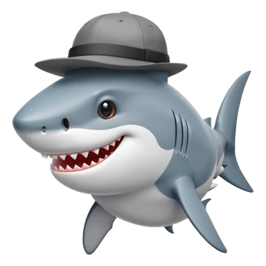 shark walking with a hat sticker