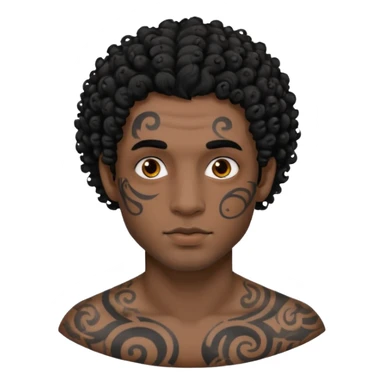 man curly hair and face tattoo sticker