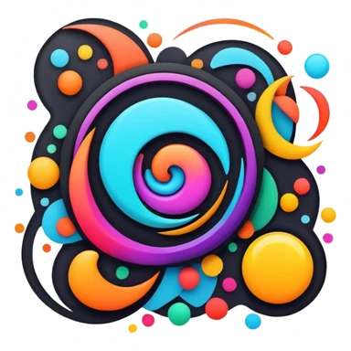 framed digital tablet artwork with abstract vector shapes inside sticker