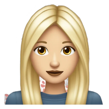 Mujer cachetoncita,ojerosa,pelo rubio con rayitos blancos,labios rojos,guapa sticker