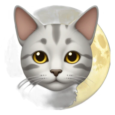 Cat with moon face sticker