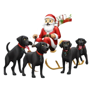 Santa’s sleigh being pulled by black labs sticker