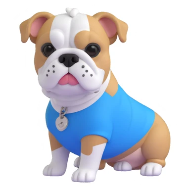 mini bulldog, blue and white sticker