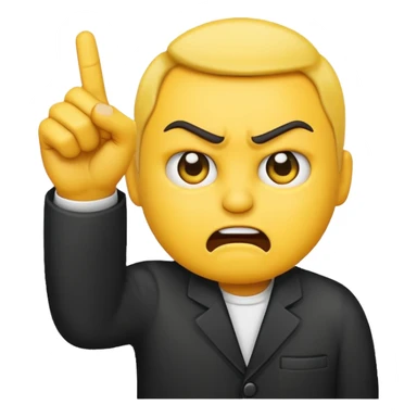 A emoji like 😂 with a middle finger and a hand pointing at us sticker