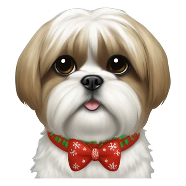Shih Tzu Christmas sweater and bow in hair sticker