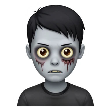 Zombie boy with emo black hair and black shirt sticker