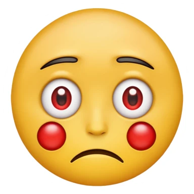 An emoji with red round eyes  with tired face! sticker