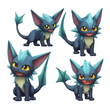 Edgy Vaporeon-Noivern-Litten-Zorua full body sticker