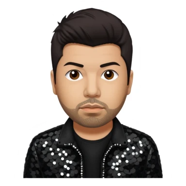 Chino Moreno from Deftones with dark brown hair, light skin, black sequin outfit sticker