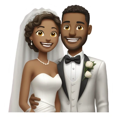 Hyper Realistic beautiful dior bride laughing with a handsome male model groom
 sticker