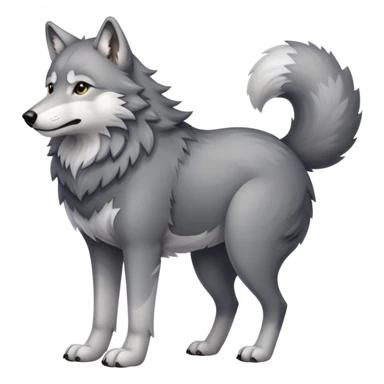 Gray wolf with a very large pregnant belly, standing on all fours, fluffy tail sticker