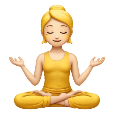yellow emoji in lotus pose, meditating, calm face sticker