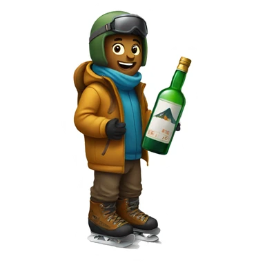 Snow boarder with whiskey bottle sticker