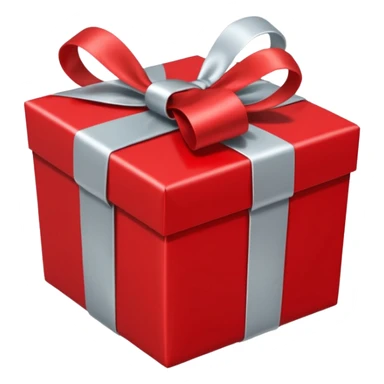 red gift box wrapped with silver ribbon sticker