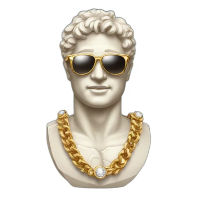 Ancient rome statue wearing sunglasses and diamond chain sticker