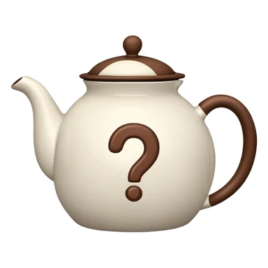 teapot emoji with a bold question mark on it, simple, rounded sticker