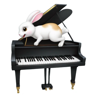 A bunny hopping on a piano sticker