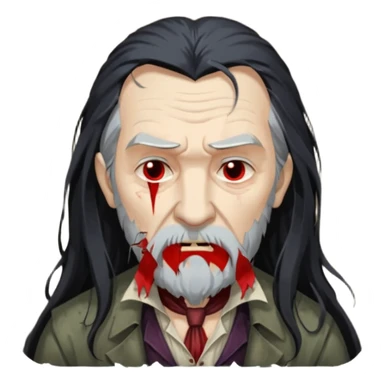 sad face vampire old man long hair with beard half dress
 sticker