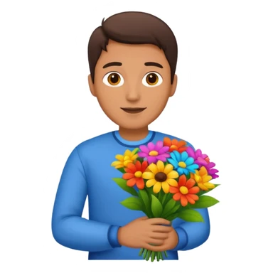 Man with holding flowers sticker
