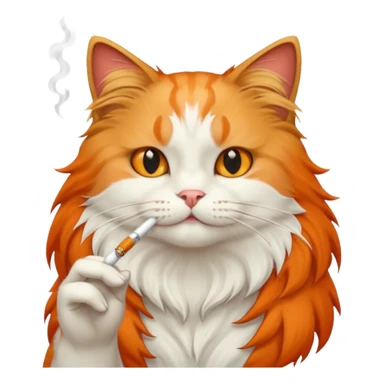 white and orange cat smoking sticker