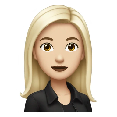 White girl, medium black hair, eyeliner, lip gloss, black clothes sticker