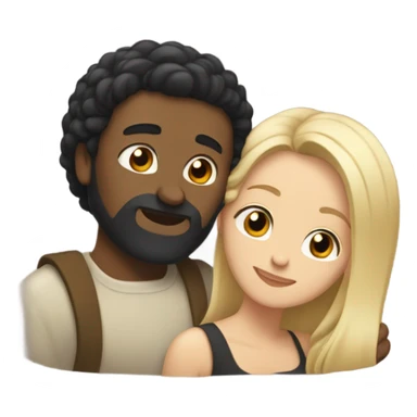 WHITE man BLACK beard and BLACK hair hugging white woman with long blonde hair sticker