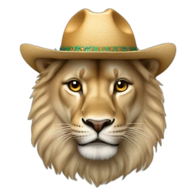 un leon con sombrero al lado de una fotocopiadora sticker