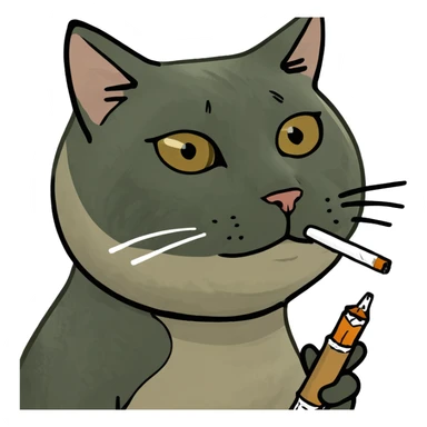 cat with sigarette sticker