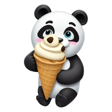 Panda eating cookie dough ice cream sticker