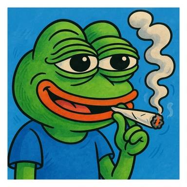 pepe the frog smoking a joint, cartoon style sticker