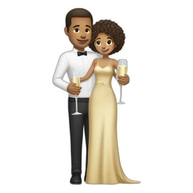 Tall lightskin man with champagne, hugging short lightskin woman sticker
