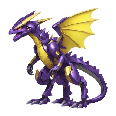  Edgy Shiny Futuristic Purple Yellow Digimon-Fakemon-Reptile-Dragon-Mecha full body sticker