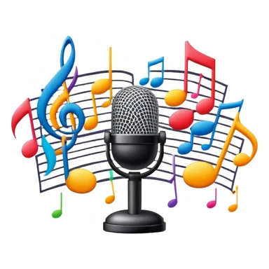 concert with microphone and music notes sticker