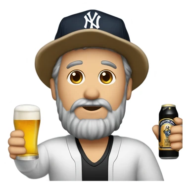 Homme blanc / cheveux courts noir / barbe naissante / casquette noir yankees noir / avec une bière sticker