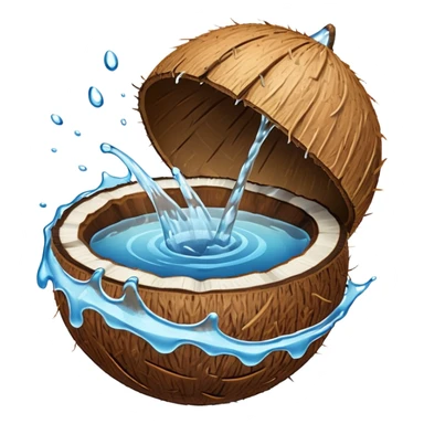 a coconut, with water splashing on it sticker