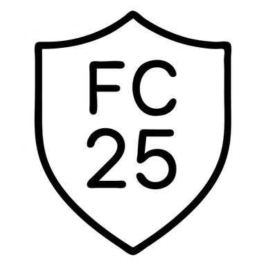 minimal icon of 'FC 25' in a shield shape, outlined, no fill, modern look sticker