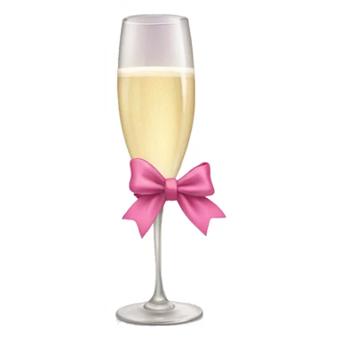 Champagne glass with pink bow on the stem sticker