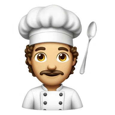 Male chef with spoon brown curly ha sticker