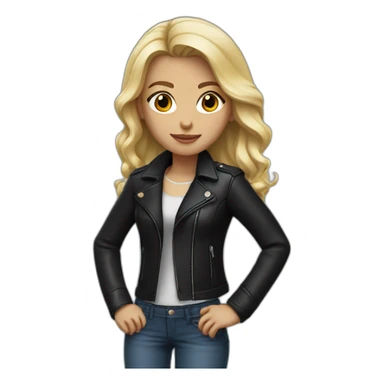 half blonde girl with black normal eyes and black leather jacket  sticker