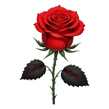 Red and black rose with stem sticker