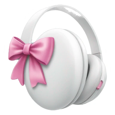 White headphones with pink bow sticker