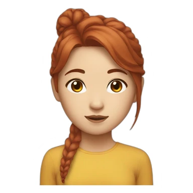 Asian girl auburn hair  with a lion  sticker