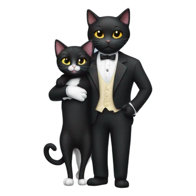 A black cat hugging a tuxedo cat  sticker