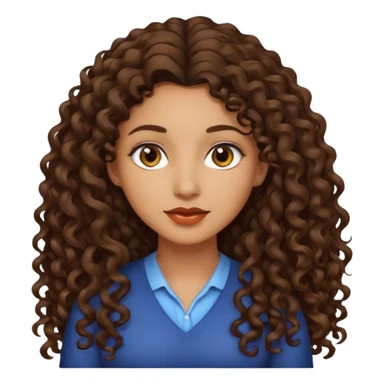 Woman light brown skin long dark curly hair sticker