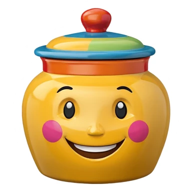 Cookie jar with cartoon face and smile sticker