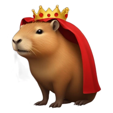 capybara with crown and red cape sticker